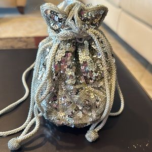 Used Once-Silver vintage early 90s silver sequin bag